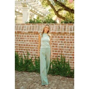 Julia Amory pistachio cord corduroy high waisted wide leg trousers pants XS